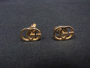 グッチ　GUCCI　ピアス　USED　GGマーク　18K　イエローゴールド　BOX入り