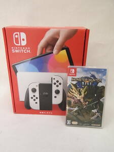 任天堂switch　本体　USED　有機EL　モデルホワイト　HEG-S-KAAAA　モンスターハンターソフト付き