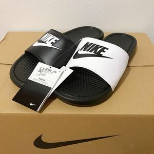 新品未使用 NIKEナイキ BENASSI ベナッシ ミスマッチ JDI 27cm 白黒 ホワイト ブラック シャワーサンダル スリッパ アシンメトリー 黒白