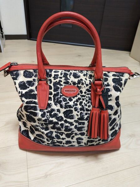 ★ COACH★レオパード柄ハンドバッグ★最終お値下げ不可★★★オレンジ