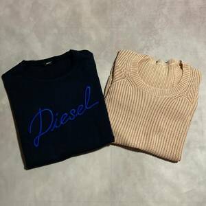 2点 まとめて ☆ DIESEL ☆ カットオフ カットソー & くすみカラー ニット / トップス / スウェット / ロンT / ディーゼル / レディース