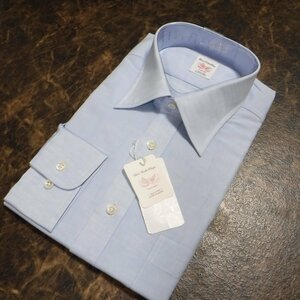 TT253 百貨店モデル SHIRT MAKER CHOYA 定価14300円 日本製 ブルー コットンリネン 長袖ドレスシャツ 新品 40-80 L チョーヤ ワイシャツ