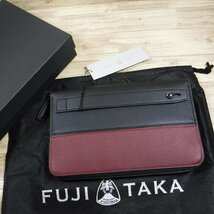 YY611 フジタカ 定価30800円 新品 レザー 長財布機能内蔵 クラッチバッグ 牛革 スマートセルバッグ FUJITAKA 646251 セカンドバッグ ワイン_画像1