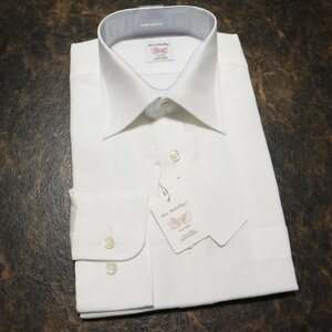 TT288 百貨店モデル SHIRT MAKER CHOYA 定価14300円 日本製 白 無地 コットンリネン 長袖ドレスシャツ 新品 42-82 L チョーヤ ワイシャツ