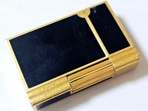 1円スタート！S.T.Dupont デュポン ライン2 GATSBY ギャッツビー 高級ガスライター GOLDカラー 黒漆 オニキス風