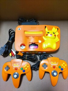 ピカチュウ NINTENDO 64 本体 オレンジ ＆ イエロー コントローラー ピカチュウオレンジ Nintendo64 ニンテンドー64 ロクヨン Pokemon N64 