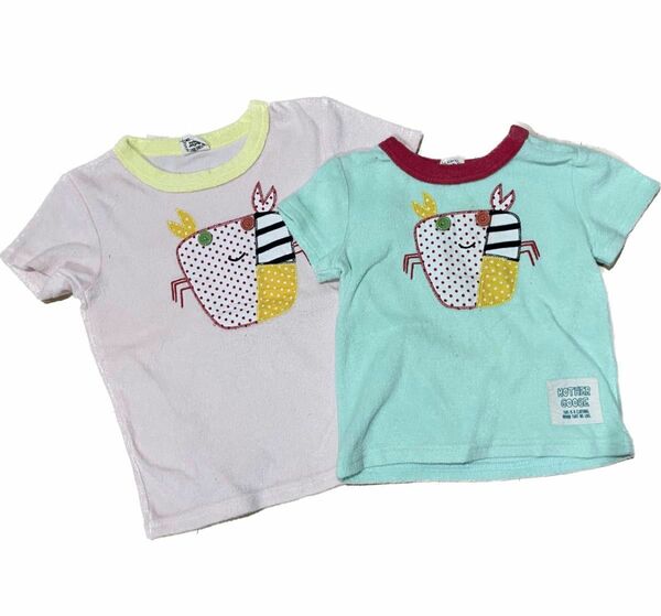 姉弟　姉妹　お揃い　 半袖Tシャツ　キムラタン　mother goose マザーグース　カニ　90.110