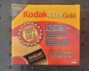 未開封 未使用 保管品 希少 Kodak CD-R Gold KDC-R74GNS 650MB 10枚セット 金反射膜 100％ GOLD 金 当時物