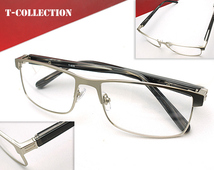 即決 眼鏡一式☆度入レンズ込★designメガネ★ T-collection Eyewear Silver 快適バネ内蔵 (近視、乱視、老眼、伊達 全て対応)_画像2