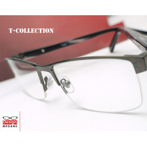 即決 眼鏡一式☆度入レンズ込★designメガネ★ T-collection Eyewear Gunmetalic 快適バネ内蔵 (近視、乱視、老眼、伊達 全て対応)