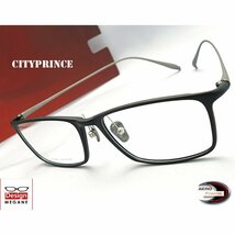 【眼鏡一式 度付レンズセット】★designメガネ★City prince Eyewear Matte Black ウェリントン 度付き/度なし/伊達メガネ【通販】_画像1