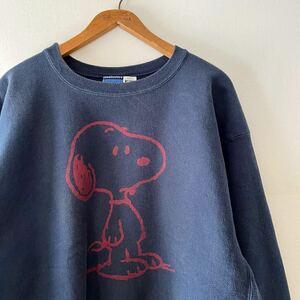 00s champion × SNOOPY リバースウィーブ スウェット XL ネイビー ビンテージ 00年代 チャンピオン スヌーピー PEANUTS ピーナッツ NAVY