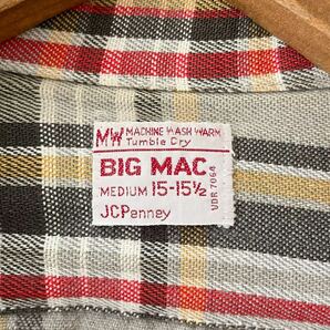 70s BIG MAC 単色タグ チェック ネルシャツ M ビンテージ 70年代 BIGMAC ビッグマック 単タグ ワークシャツ オリジナル ヴィンテージの画像4