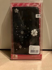 【新品】【iPhone13 Pro用】手帳型お花ボタンケース　ダークパープル