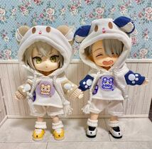 ハムスター 服＋靴 セット ベージュ オビツ11 ねんどろいど どーる パーカー パンツ 靴下 ピコニーモ P 1/12 YMY ドール 人形 フィギュア_画像3