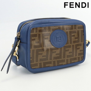 中古 フェンディ 斜め掛け ショルダーバッグ レディース ブランド FENDI ズッカ カメラバッグ PVC 8BS019 A5K4 ブルー バッグ