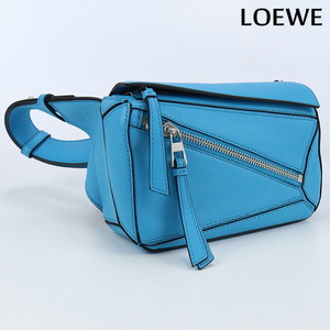 中古 ロエベ ボディバッグ レディース ブランド LOEWE パズル バムバッグミニ クラシックカーフ B510U89X02 5620 ブルー バッグ