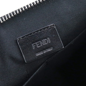 中古 フェンディ クラッチバッグ メンズ ブランド FENDI ダイアゴナル フラット スリム クラッチ PVC 7N0110 A9XS F0R2A グレーの画像8