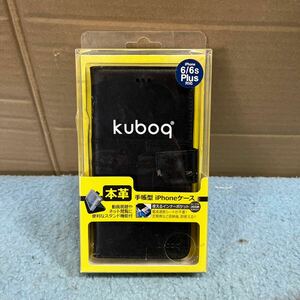 iPhone 6/6s Plus対応 kuboq 手帳型 iPhoneケース 本革 ブラック