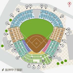 4/9 阪神 vs 広島（甲子園球場）グリーンシート ペア（2枚）の画像2