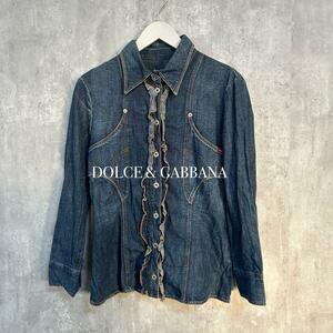 ★ DOLCE & GABBANA ドルガバ　D&G デニムシャツ　フリル　M