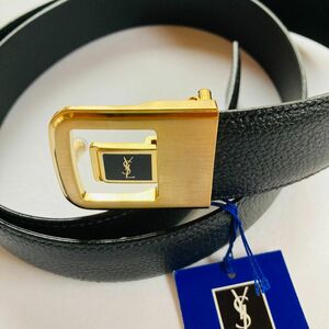 ★イブサンローラン　YSL 紳士　メンズ　ベルト　ブラック　黒　牛革　新品タグ付き