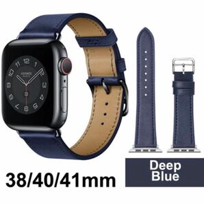 【590040384041】Apple Watch バンド 合皮 38/40/41mm ディープブルー