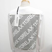 [新品]1PIU1UGUALE3 RELAX【L】バックロゴ 長袖Tシャツ ロングT 背面にスウェット素材のロゴ 白 ウノピゥウノウグァーレトレ【送料185円】_画像3