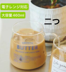 耐熱ガラスマグ　460ml ２点セット　新品　電子レンジ対応　サリュsalut 新品