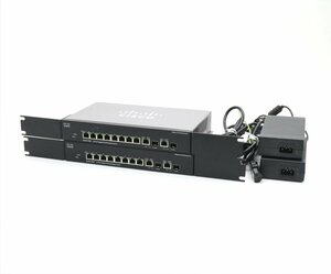 【2台セット】CISCO SG300-10MP V02 10ポート1000BASE-T搭載 L3スイッチ F/Wバージョン 1.1.2.0 ラッキングブラケット装着済 設定初期化済