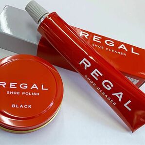 REGAL 純正ツヤ光沢 固形クリームとクリーナー汚れ落とし２品セット新品ブラック黒(シューポリッシュ&シュークリーナー)リーガル