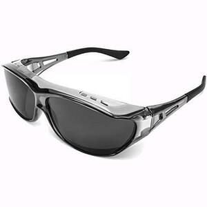 最高 ★グレー透明フレーム★ オーバーサングラス レンズ曲がる 偏光サングラス メガネの上からかけられる UV400 サイクリング