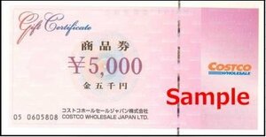 ◆00-01◆コストコ商品券 5000円×1枚A◆ワンデーパス(1日会員チケット)