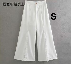 vintage ヴィンテージ レトロ レース ワイドパンツ ボトムス Sサイズ レディース★ZARA 好きな方に★2024 S/S 春新作 新品未使用★