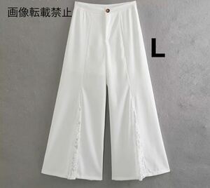 vintage ヴィンテージ レトロ レース ワイドパンツ ボトムス Lサイズ レディース★ZARA 好きな方に★2024 S/S 春新作 新品未使用★