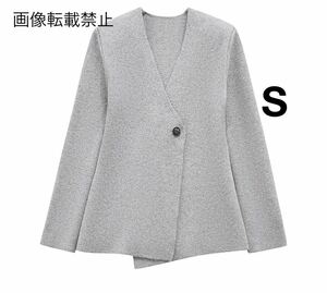 gray vintage ヴィンテージ レトロ ニット カーディガン トップス Sサイズ レディース★ZARA 好きな方に★2024 S/S 春新作 新品未使用★