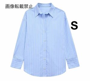 blue vintage ヴィンテージ レトロ ストライプ 柄 シャツ ブラウス トップス Sサイズ レディース★ZARA 好きな方に★春新作 新品未使用★