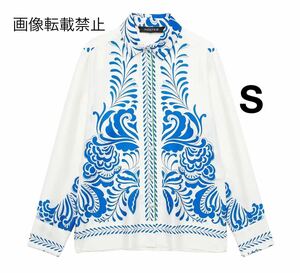 vintage ヴィンテージ レトロ 柄 シャツ ブラウス トップス Sサイズ レディース★ZARA 好きな方に★2024 S/S 春新作 新品未使用★