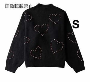 vintage ヴィンテージ レトロ ハート ビジュー ニット セーター トップス Sサイズ レディース★ZARA 好きな方に★2024 早春新作 新品★