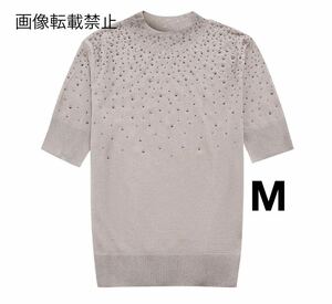 vintage ヴィンテージ レトロ スタッズ 半袖 ニット セーター トップス Mサイズ レディース★ZARA 好きな方に★2024 春新作 新品未使用★