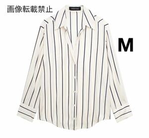 vintage ヴィンテージ レトロ ストライプ 柄 シャツ ブラウス トップス Mサイズ レディース★ZARA 好きな方に★2024 春新作 新品未使用★