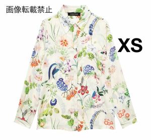 vintage ヴィンテージ レトロ フラワー 花柄 シャツ ブラウス トップス XSサイズ レディース★ZARA 好きな方に★2024 春新作 新品未使用★