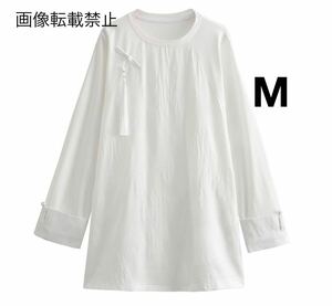 white vintage ヴィンテージ レトロ チャイナ風 ブラウス トップス Mサイズ レディース★ZARA 好きな方に★2024 S/S 春新作 新品未使用★