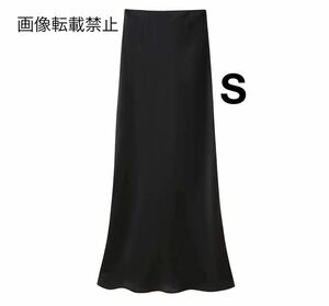 black vintage ヴィンテージ レトロ ロング フレアスカート ボトムス Sサイズ レディース★ZARA 好きな方に★2024 春新作 新品未使用★