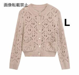 vintage ヴィンテージ レトロ メッシュ ニット カーディガン トップス Lサイズ レディース★ZARA 好きな方に★2024 春新作 新品未使用★