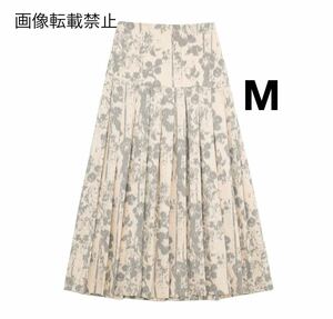 vintage ヴィンテージ レトロ 柄 プリーツ ロング フレアスカート ボトムス Mサイズ レディース★ZARA 好きな方に★春新作 新品未使用★