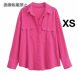 pink vintage ヴィンテージ レトロ シャツ ブラウス トップス XSサイズ レディース★ZARA 好きな方に★2024 S/S 春新作 新品未使用★