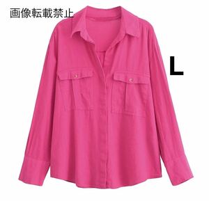 pink vintage ヴィンテージ レトロ シャツ ブラウス トップス Lサイズ レディース★ZARA 好きな方に★2024 S/S 春新作 新品未使用★