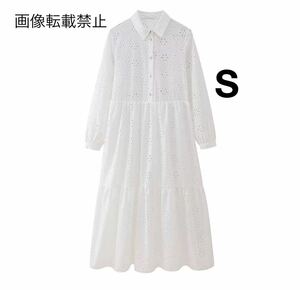 white vintage ヴィンテージ レトロ エンブロイダリー 刺繍 シャツワンピース Sサイズ レディース★ZARA 好きな方に★春新作 新品未使用★