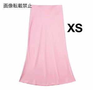 pink vintage ヴィンテージ レトロ サテン調 ロング フレアスカート ボトムス XSサイズ レディース★ZARA 好きな方に★2024 春新作 新品★